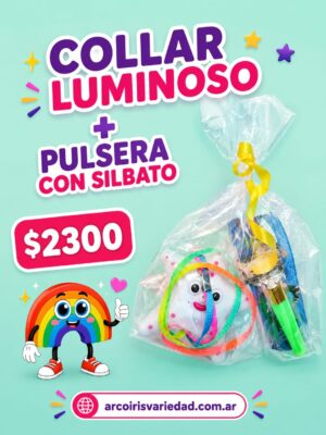 Collar luminoso + pulsera con silbato